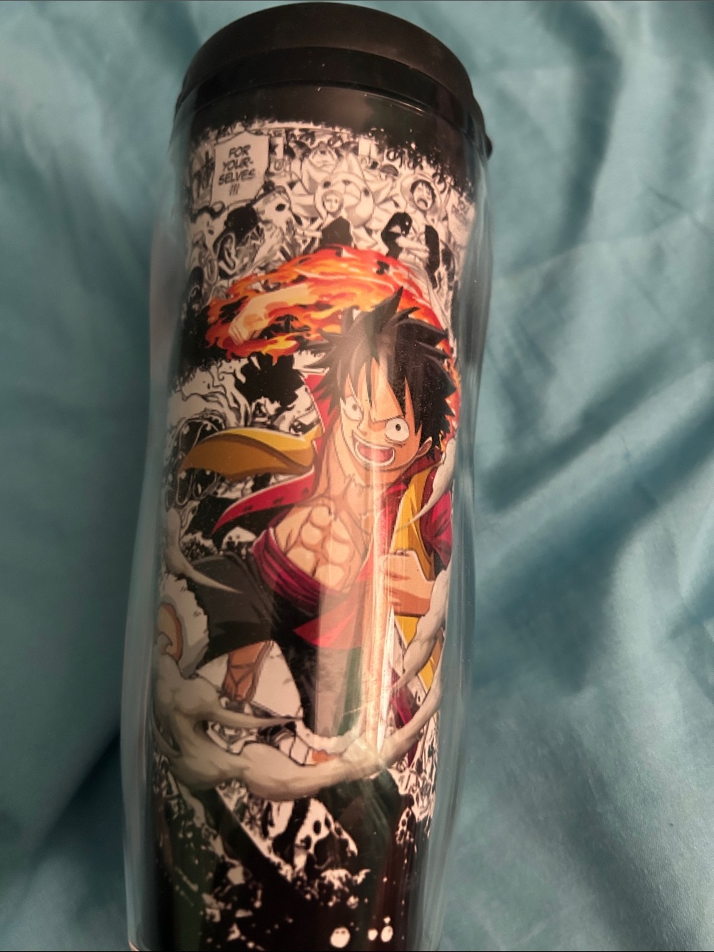Anime One Piece Travel Tumbler - Black with Multicolor Artwork 12oz